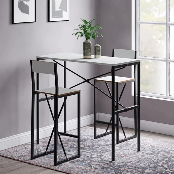 Gzl Bar Masa Bar Sandalye Yemek Masa Sandalye Takımı Beyaz 1580 ürün görseli 1