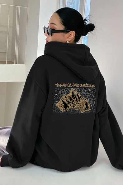 Unisex Oversize Arid Mountain Baskılı Sweatshirt