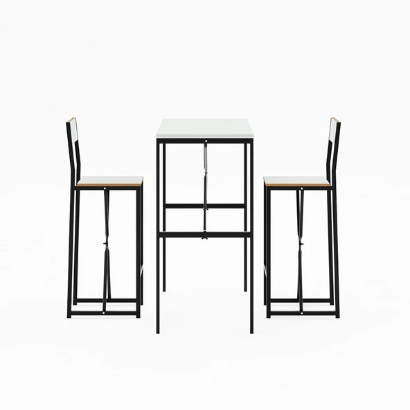 Gzl Bar Masa Bar Sandalye Yemek Masa Sandalye Takımı Beyaz 1580 - Resim 5