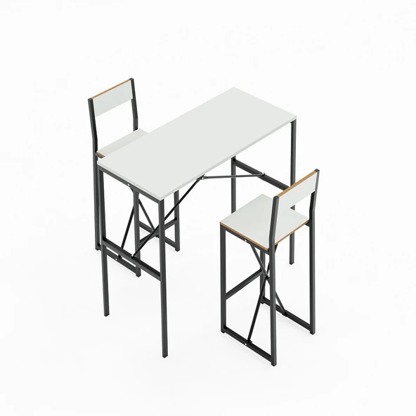 Gzl Bar Masa Bar Sandalye Yemek Masa Sandalye Takımı Beyaz 1580 - Resim 6