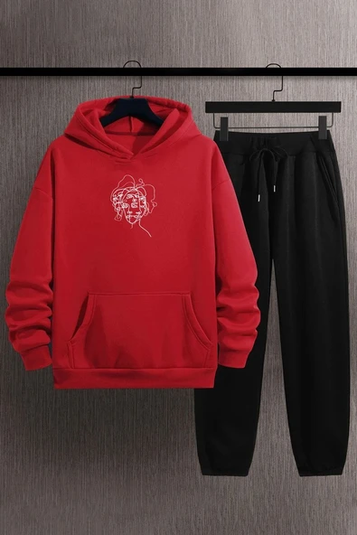 Unisex Woman one line Baskılı Eşofman Takımı - 3