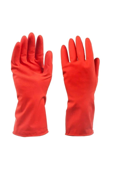 Dolphin Lateks Bulaşık Temizlik Eldiveni - Kırmızı - XL - No : 10 - 5 Çift - Paket - 4