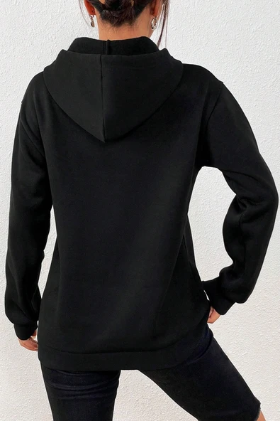 Unisex Oversize But First Coffee Baskılı Sweatshirt - Resim 2