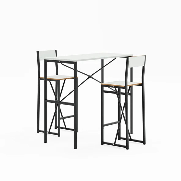 Gzl Bar Masa Bar Sandalye Yemek Masa Sandalye Takımı Beyaz 1580 - Resim 4