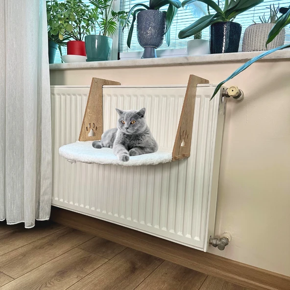 Beylini Askılı Kedi Yatağı Petek Radyatör Asılabilir Konforlu Rahat Kedi Köpek Uyku Alanı Beyaz 35x40 CM - 4