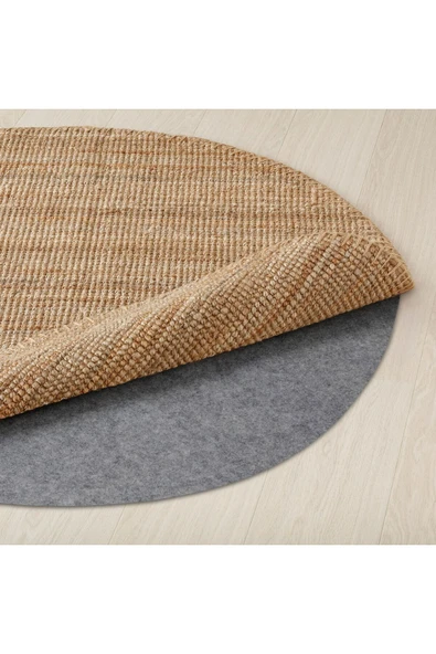 Jüt halı, Natürel, 130 cm Yuvarlak - Resim 3