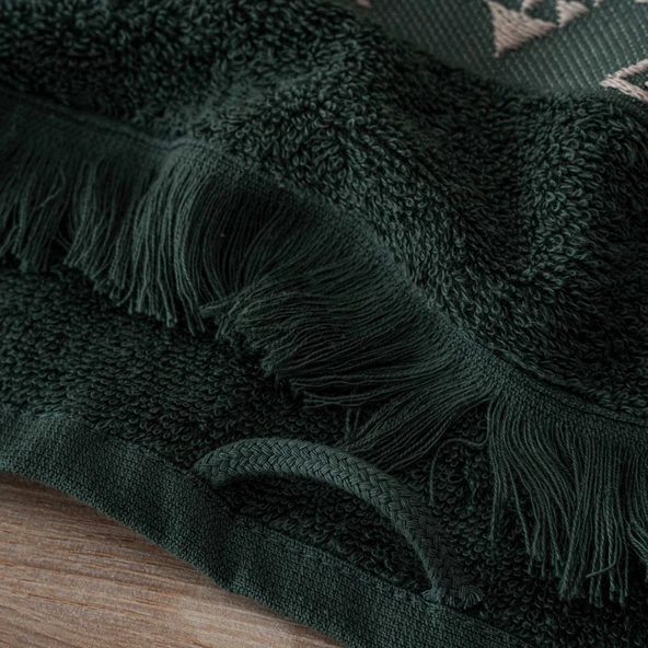 Green Black Hereke 2'li El Yüz Havlusu Seti Pamuk Yeşil 50x80 Cm - 4