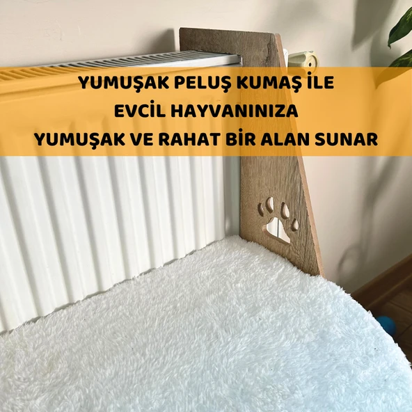 Beylini Askılı Kedi Yatağı Petek Radyatör Asılabilir Konforlu Rahat Kedi Köpek Uyku Alanı Beyaz 35x40 CM - 3