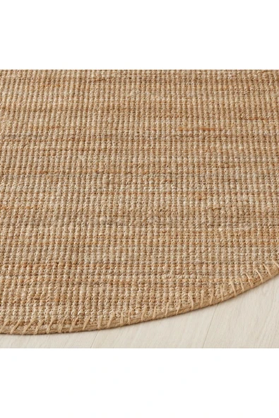 Jüt halı, Natürel, 130 cm Yuvarlak - Resim 2