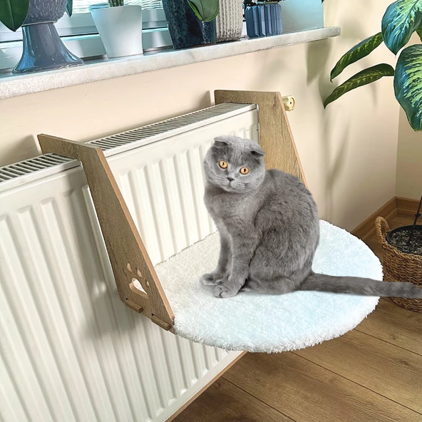 Beylini Askılı Kedi Yatağı Petek Radyatör Asılabilir Konforlu Rahat Kedi Köpek Uyku Alanı Beyaz 35x40 CM