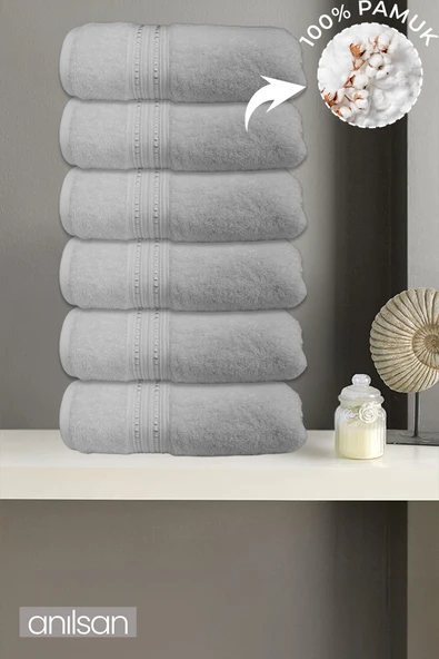 6'lı Boncuk Beyaz El Havlusu - 50x90 Cm, 225 Gr, %100 Pamuk, Spa Ve Otel Havlusu, Günlük Kullanıma Uygun