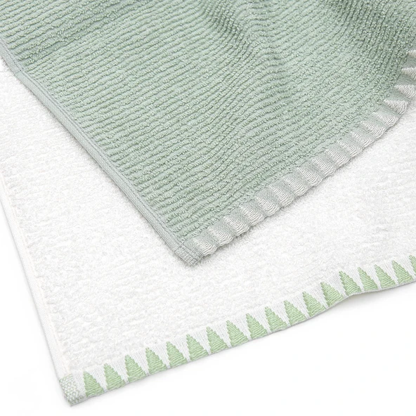Green Black Vera 2'li Mutfak Havlusu %100 Pamuk Bukle-Bukle Krem-Mint 50X70 Cm - 3