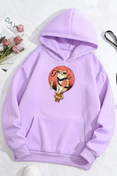 Unisex Shinobi Kedi Baskılı Sweatshirt - 10