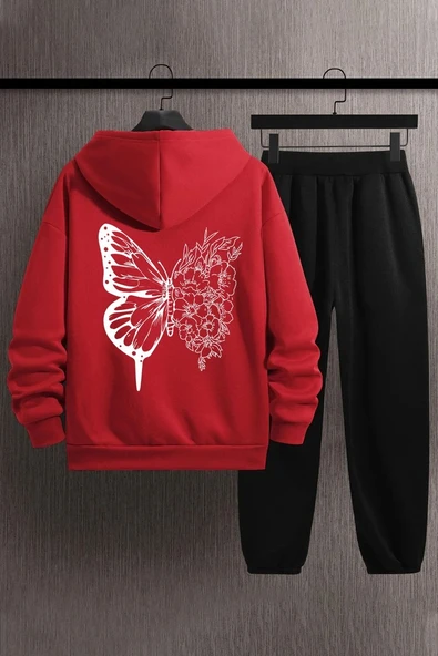 Unisex Drawing Butterflies Sırt Baskılı Eşofman Takımı - 3