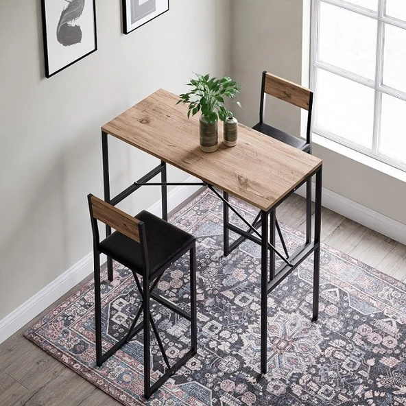 Gzl Bar Masa Bar Sandalye Yemek Masa Sandalye Takımı Döşeme Çam 1582 - Resim 2