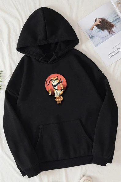 Unisex Shinobi Kedi Baskılı Sweatshirt - 5