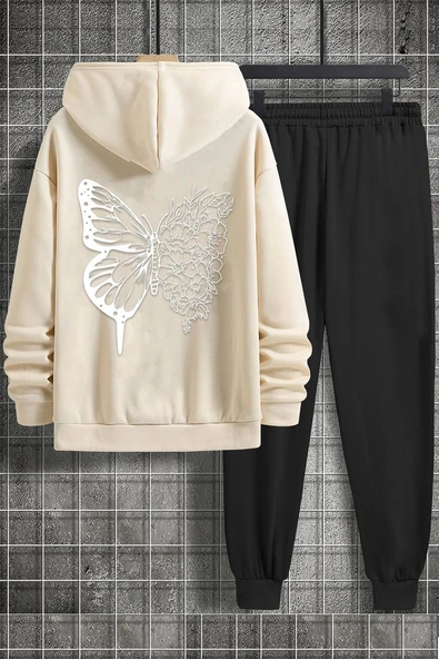 Unisex Drawing Butterflies Sırt Baskılı Eşofman Takımı - 7
