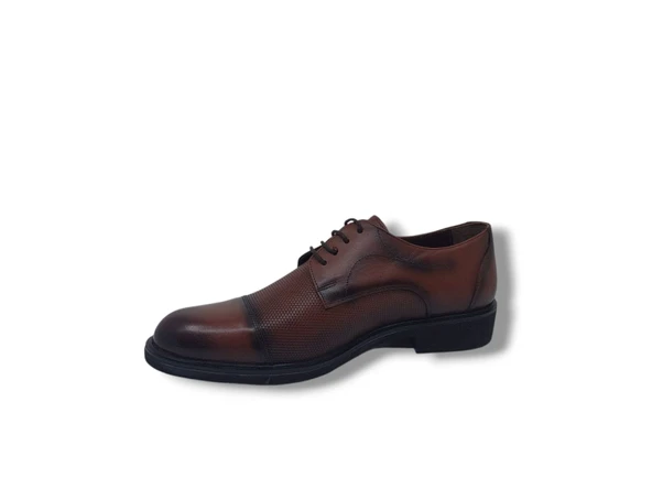 Zerhan 233-329 Erkek Taba Bağcıklı Hakiki Deri Hafif Taban Klasik Ayakkabı - Resim 3