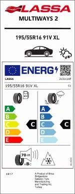 Lassa Multiways 2 195/55R16 91V XL Dört Mevsim Lastiği (Üretim Yılı 2025) - 4