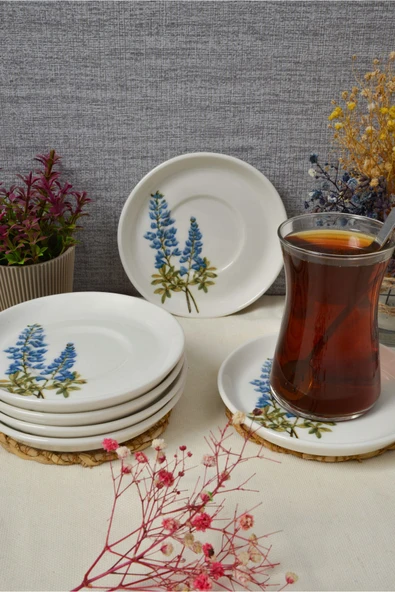Farika Porselen Hazeran 6'lı Porselen Çay Tabağı Seti - 3