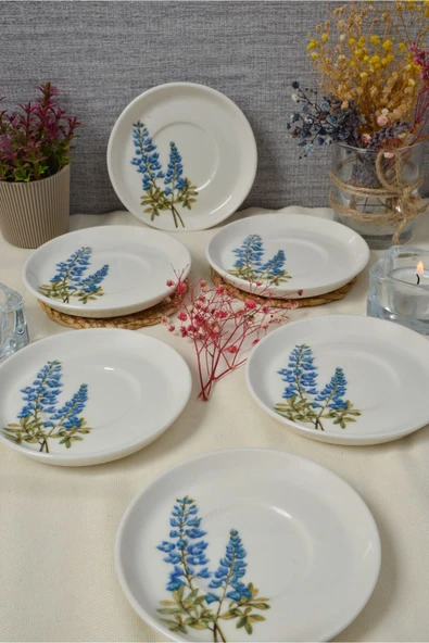 Farika Porselen Hazeran 6'lı Porselen Çay Tabağı Seti - 2