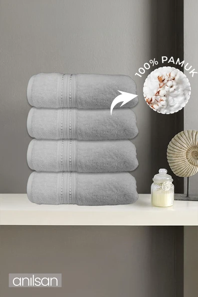 4'lü Boncuk Beyaz El Havlusu - 50x90 Cm, 225 Gr, %100 Pamuk, Spa Ve Otel Havlusu, Günlük Kullanıma Uygun