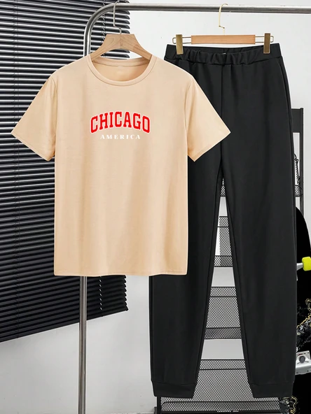 Unisex Chicago Baskılı Tasarım Tshirt - 1