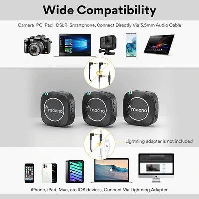 Maono AU-WM820A2 Dual Kablosuz Yaka Mikrofonu - 3