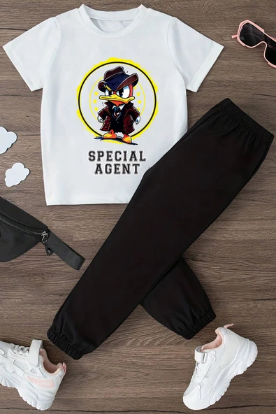 Çocuk Mafia Ördek Baskılı Alt - Üst Eşofman Takımı - Resim 5