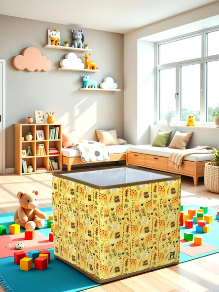 Stay Gıraffe Desenli Kapaksız Çok Amaçlı Düzenleyici Oyuncak Saklama Kutusu 30x30x30
