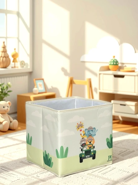 Safari 2 Desenli Kapaksız Çok Amaçlı Düzenleyici Oyuncak Saklama Kutusu 30x30x30 - 3