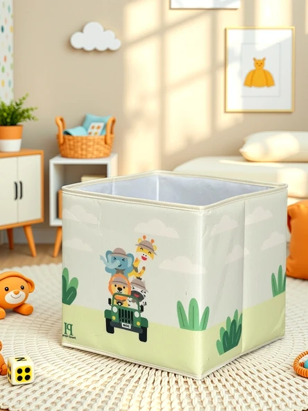 Safari 2 Desenli Kapaksız Çok Amaçlı Düzenleyici Oyuncak Saklama Kutusu 30x30x30 - 2