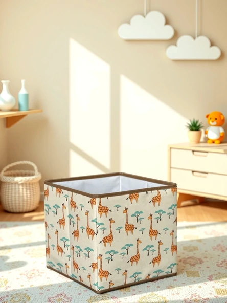 Gıraffe 2 Desenli Kapaksız Çok Amaçlı Düzenleyici Oyuncak Saklama Kutusu 30x30x30