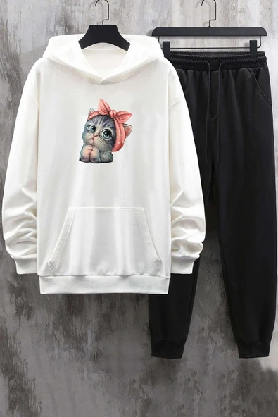 Unisex Sevimli Kedi Eşofman Takımı - 5