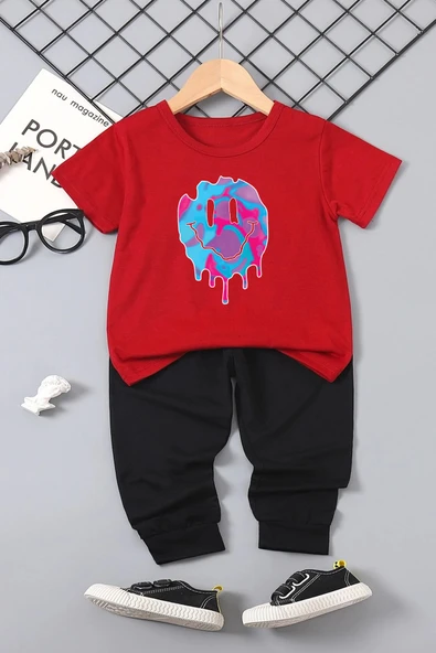 Çocuk Smile Emoji Alt - Üst Eşofman Takımı - Resim 5