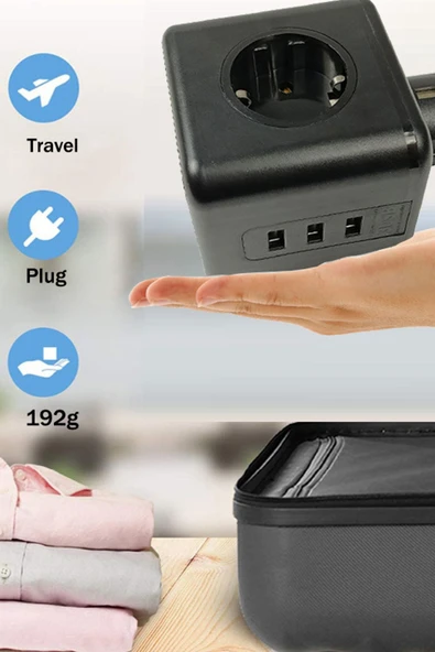 Priz Çoğaltıcı Isıya Dayanıklı Termal Akım Çocuk Korumalı Priz 3x Priz Girişli 3x USB Girişli Priz - 4