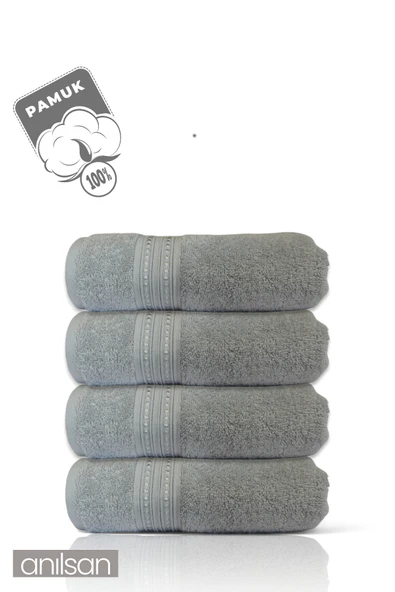 4'lü Boncuk Gri El Havlusu - 50x90 Cm, 225 Gr, %100 Pamuk, Spa Ve Otel Havlusu, Günlük Kullanıma Uygun - 2