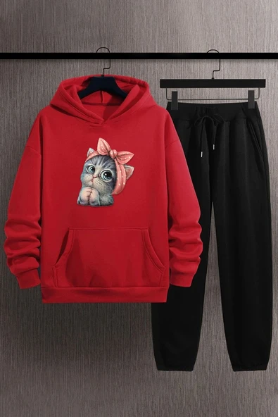 Unisex Sevimli Kedi Eşofman Takımı - 3