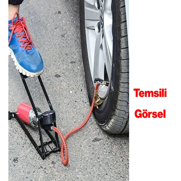 Tek Pistonlu Ayak Tipi Pompa Tekli Teker Araç Bisiklet Top Bot Lastik Şambrel Şişirme Pompası 1 Adet - Resim 6