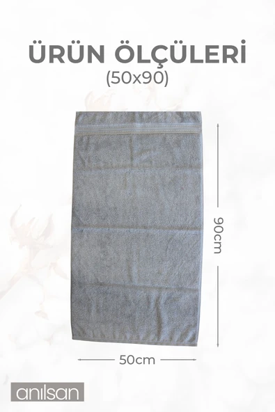 4'lü Boncuk Gri El Havlusu - 50x90 Cm, 225 Gr, %100 Pamuk, Spa Ve Otel Havlusu, Günlük Kullanıma Uygun - 4