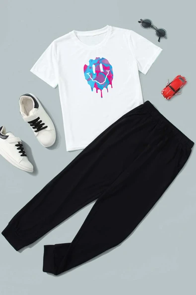 Çocuk Smile Emoji Alt - Üst Eşofman Takımı ürün görseli 1