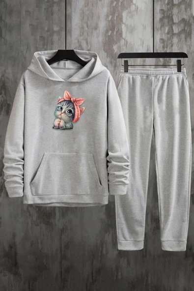 Unisex Sevimli Kedi Eşofman Takımı - 7