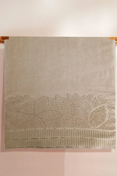 2 li Jakarlı Kadife Yaprak Desenli Lüks El Yüz Havlu Seti 50x90 Cm %100 Pamuklu - 9