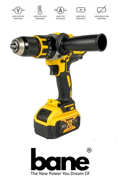 -0365 Şarjlı Darbeli Matkap Çelik Mandrenli Matkap Vidalama Seti İki Adet 36 V 5 Ah Batarya