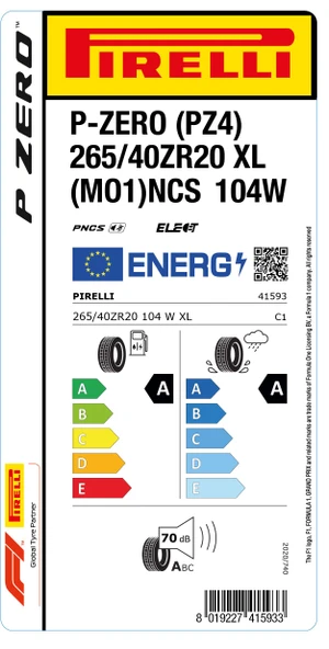 PRL.265/40R20 104W XL (MO1)NCS ELT P-ZERO (PZ4)(A-A-70) PIRELLI Lastiği (2023) - 1