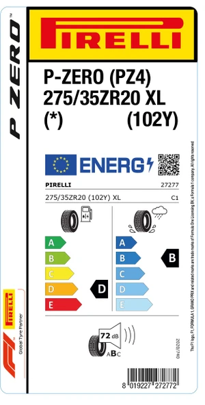 PRL.275/35R20 102Y XL P-ZERO PZ4 S.C (*) (D-B-70) PİRELLİ Lastiği (2024) - 2