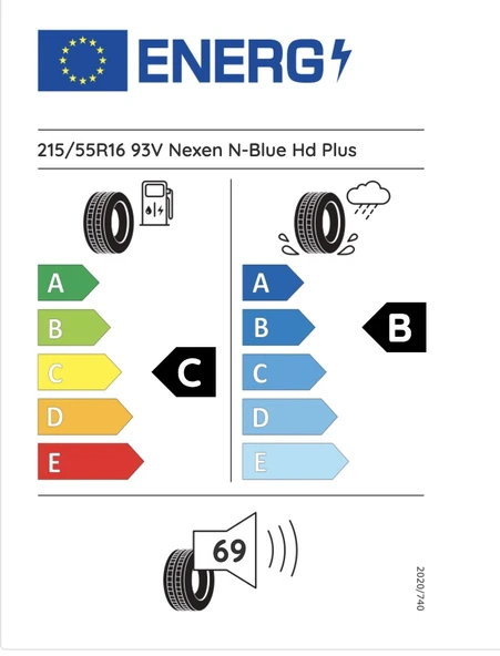 Nexen 215/55R16 93V N Blue Hd Plus C-B-69 Yaz Oto Lastiği (Üretim Yılı: 2024) - 2