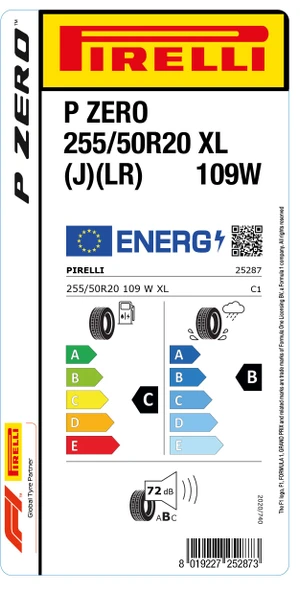 Pirelli 255/50R20 109W Xl J (Lr  Pzero C-B-72   Lastiği (Üretim Yılı: 2023)