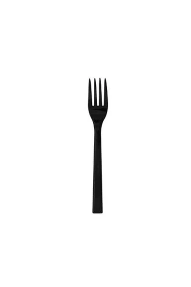 Plastik Lüks Çatal Siyah 18 cm -50 ADET