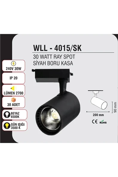 Forest Ray Spot Siyah Boru Kasa 30w Günışığı - 2